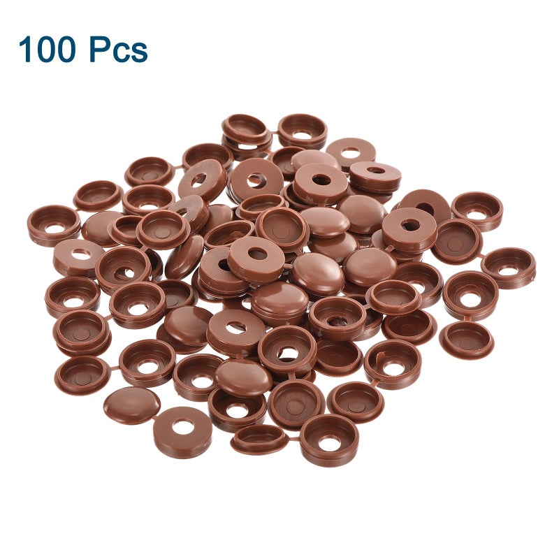 يو إكس سيل أغطية براغي uxcell 100 قطعة، 6 مم/0.24 بوصة أغطية براغي معرف، أغطية براغي مفصلية من البولي فينيل كلوريد لتغطية رؤوس البراغي (بني داكن) - Image 3